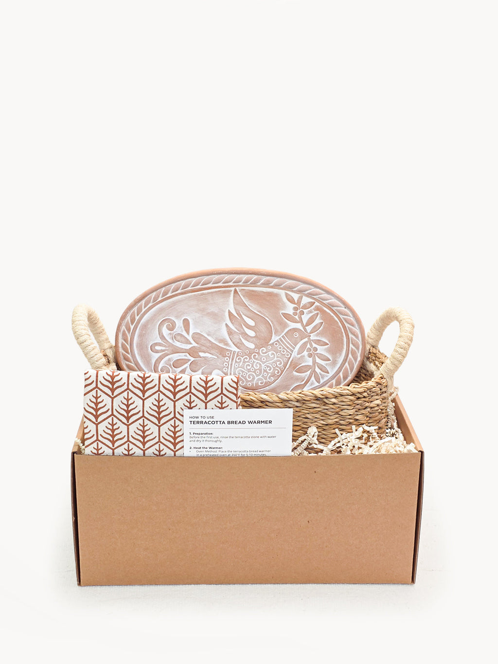 Bread Warmer & Basket Set with Tea Towel - Bird Oval