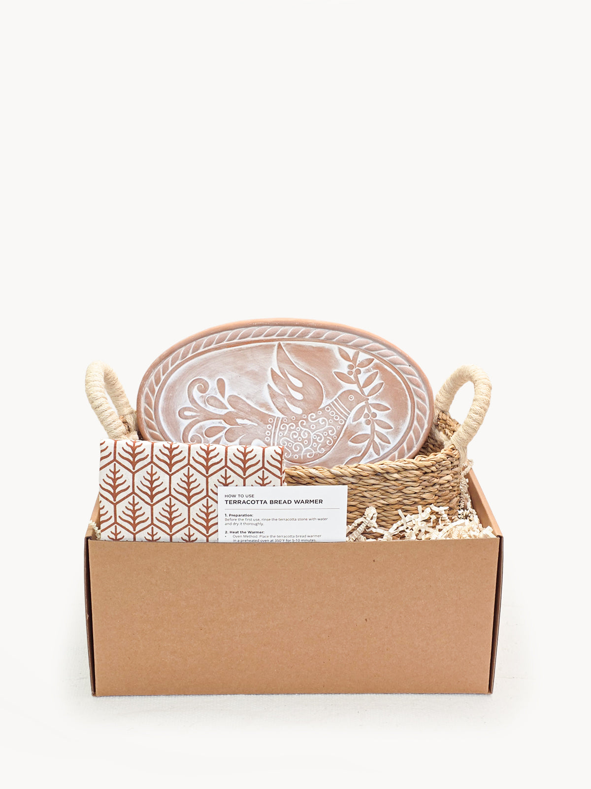 Bread Warmer & Basket Set with Tea Towel - Bird Oval