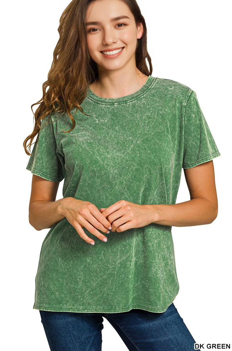 Washed Vintage Cotton Short Sleeve Top