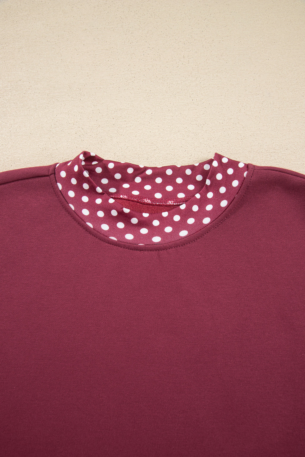 Polka-Dot Contrast-Trim Oversized Mock-Neck Sweatshirt