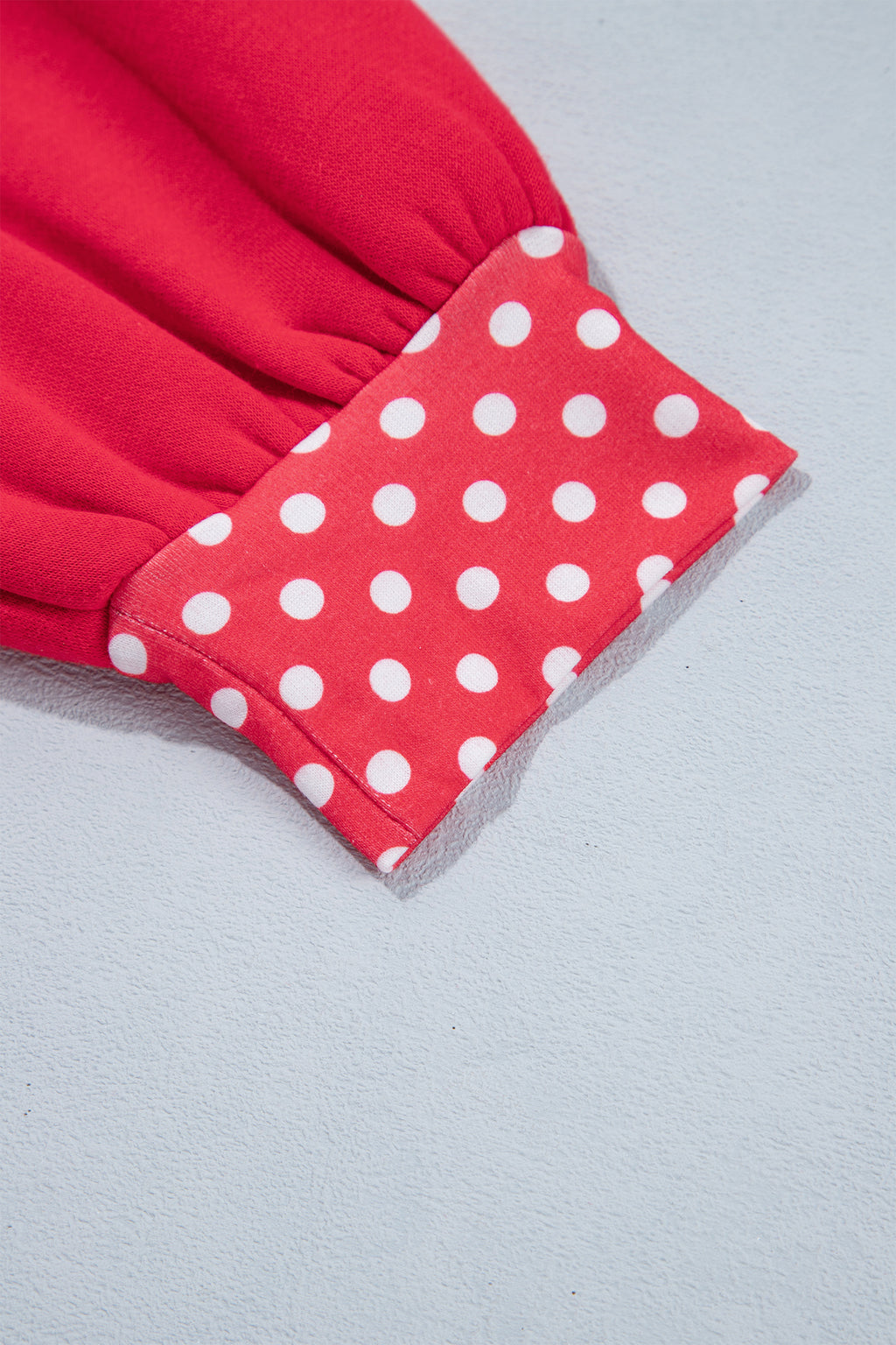 Polka-Dot Contrast-Trim Oversized Mock-Neck Sweatshirt