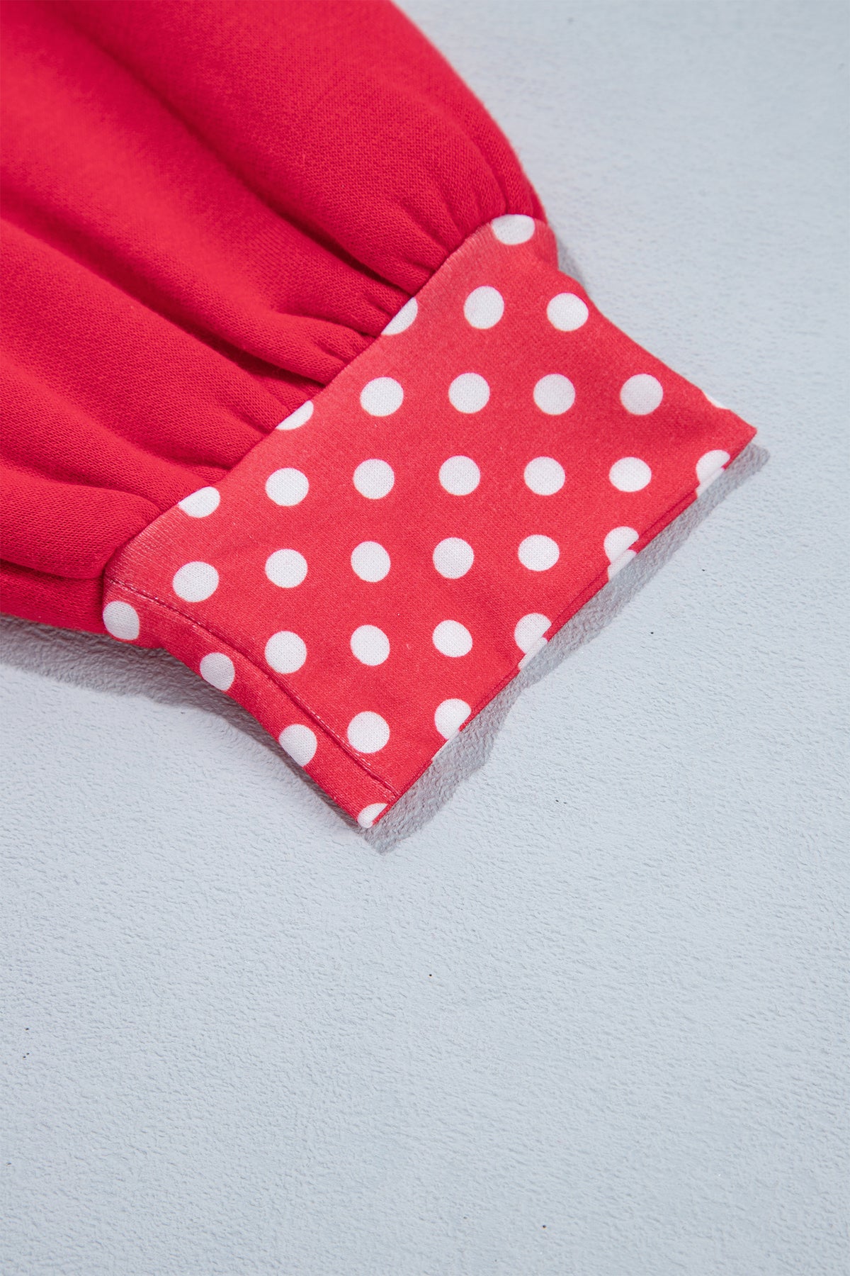 Polka-Dot Contrast-Trim Oversized Mock-Neck Sweatshirt