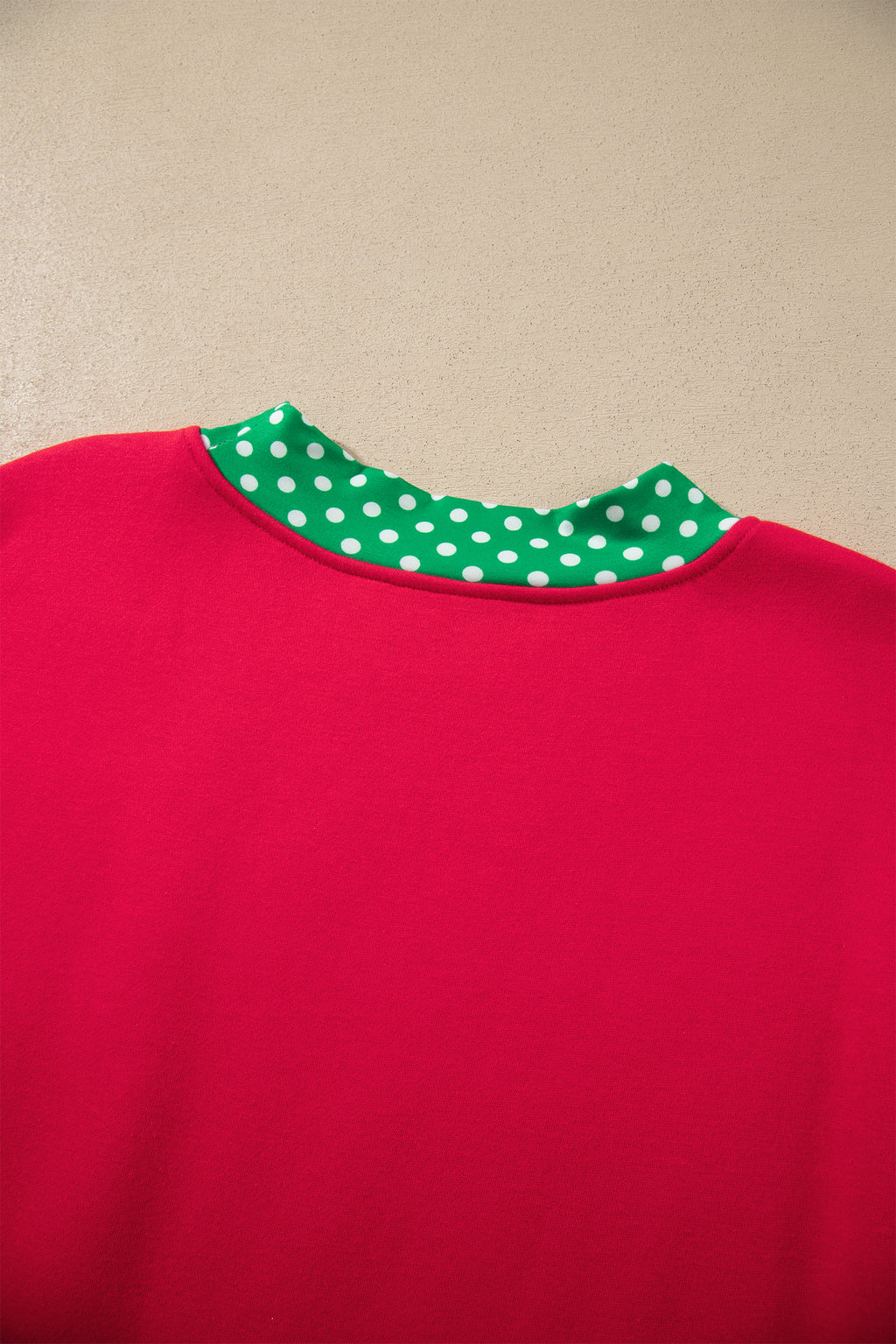 Polka-Dot Contrast-Trim Oversized Mock-Neck Sweatshirt