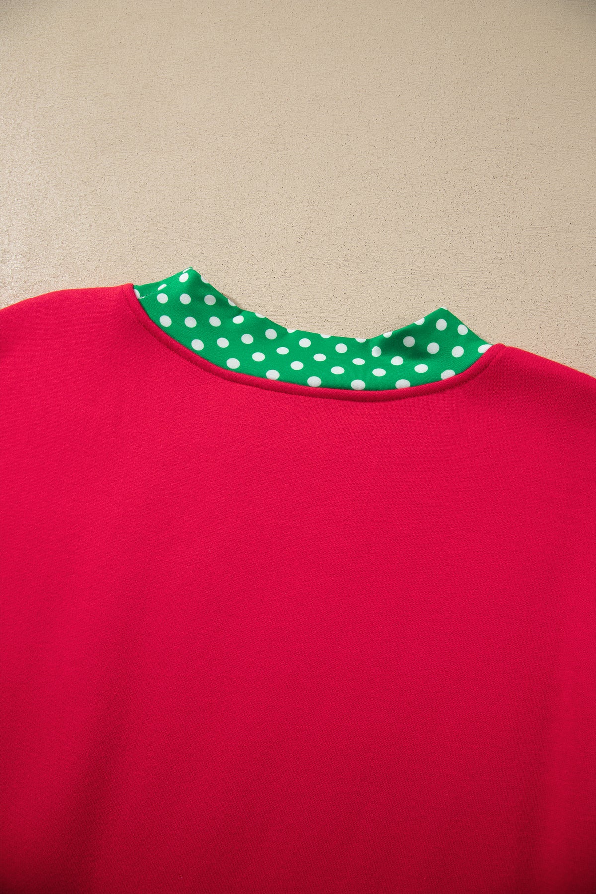 Polka-Dot Contrast-Trim Oversized Mock-Neck Sweatshirt