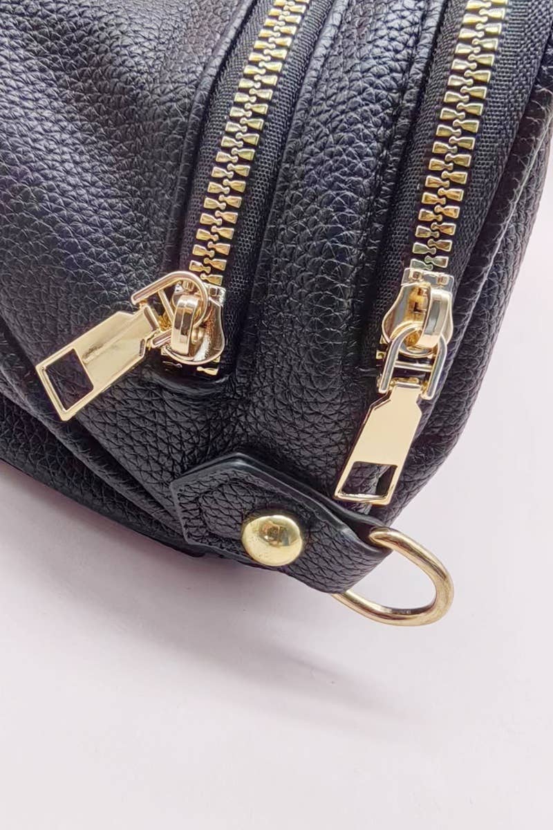 Vegan Leather Multi-Pocket Crossbody Bag