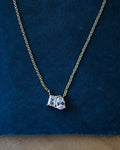 14K Gold-Plated Necklace with Two Stone Accents