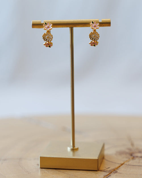 14K Gold-Plated Enamel Flower Huggie Hoop Earrings