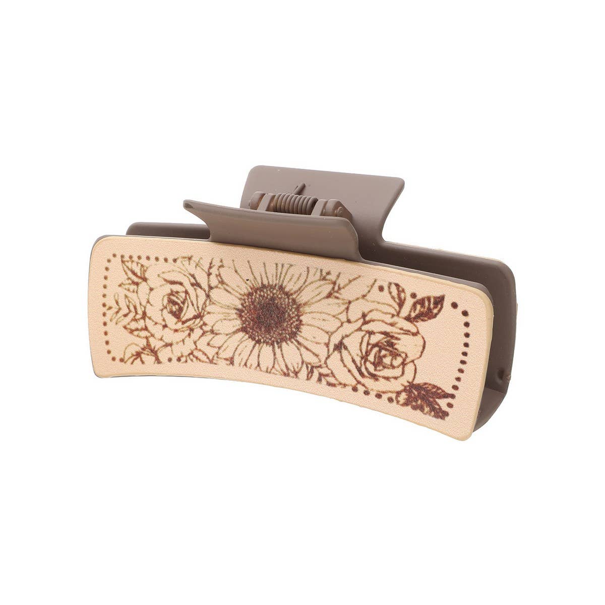 Cactus Print Faux Leather Hair Claw Clip — Western Style