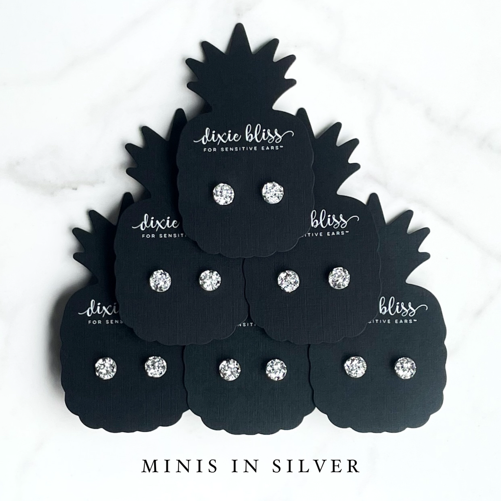 Minis in Silver — Silver Druzy Stud Earrings