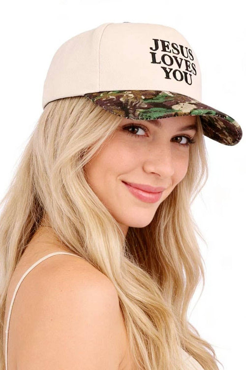 "Jesus Loves You" Two-Tone Cotton Cap