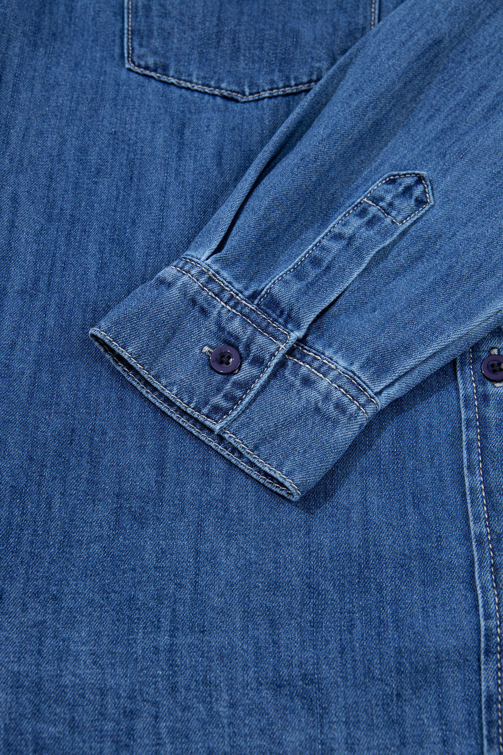 Sail Blue Western Pocket Denim Tunic Shirt