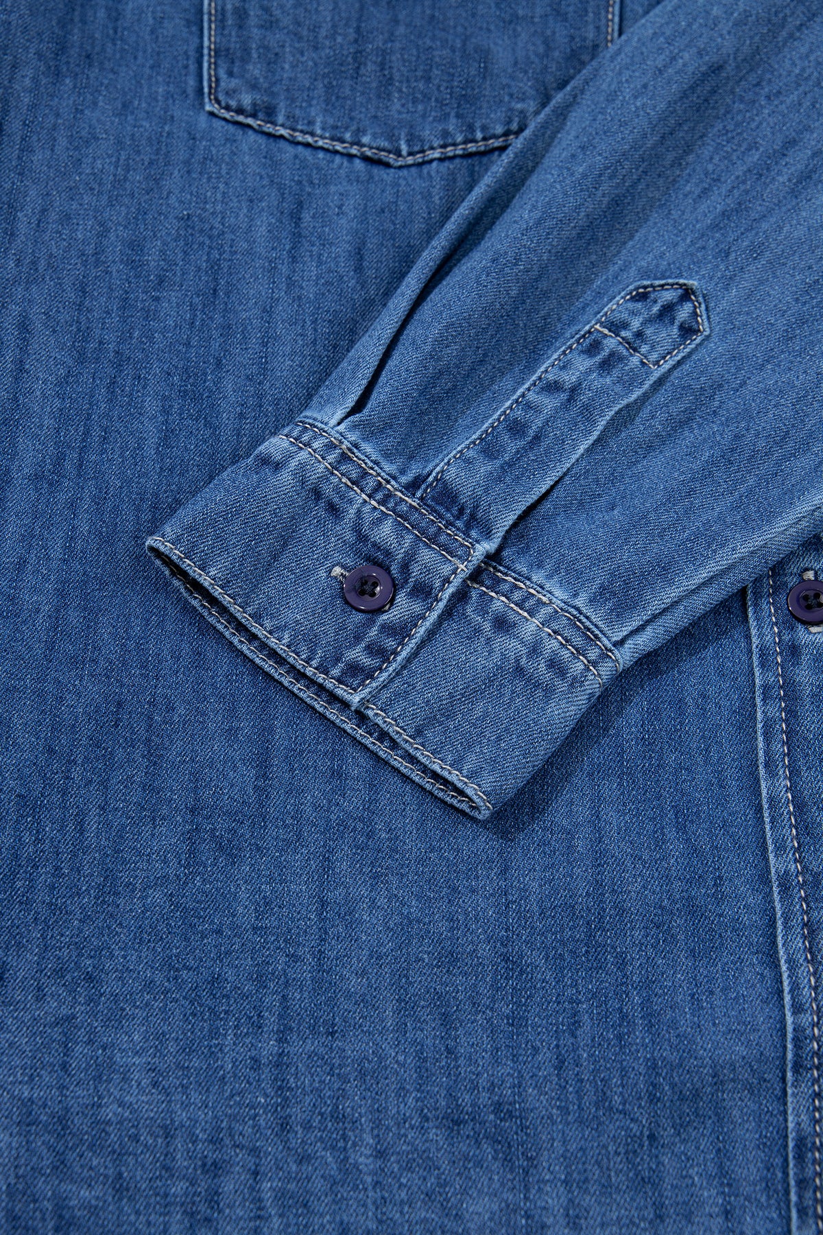 Sail Blue Western Pocket Denim Tunic Shirt