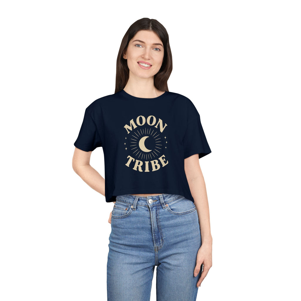 Moon Tribe Crop Tee — Celestial Women's Graphic Shirt