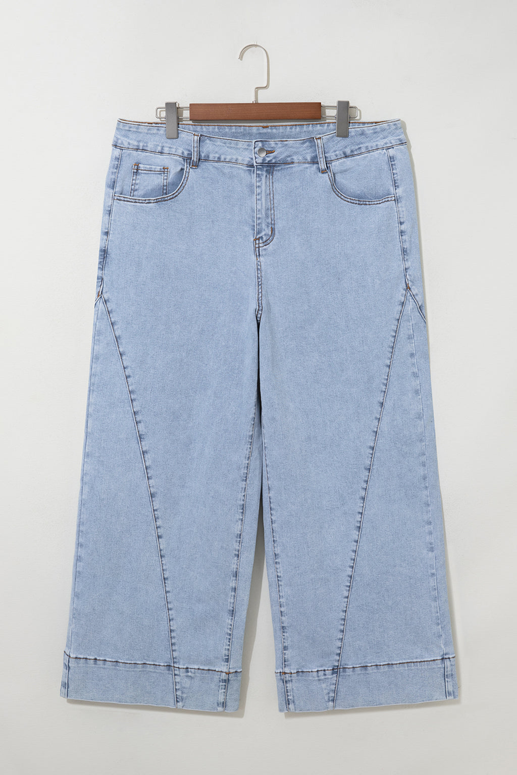 Beau Blue Plus-Size Panel-Seam Loose-Fit Jeans