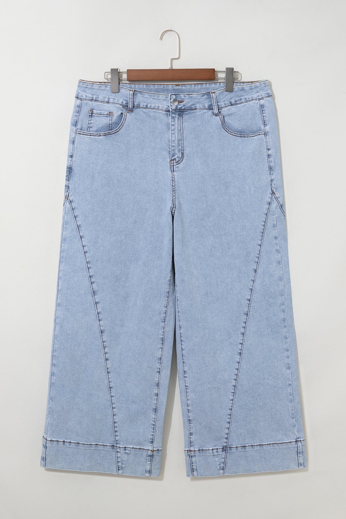 Beau Blue Plus-Size Panel-Seam Loose-Fit Jeans