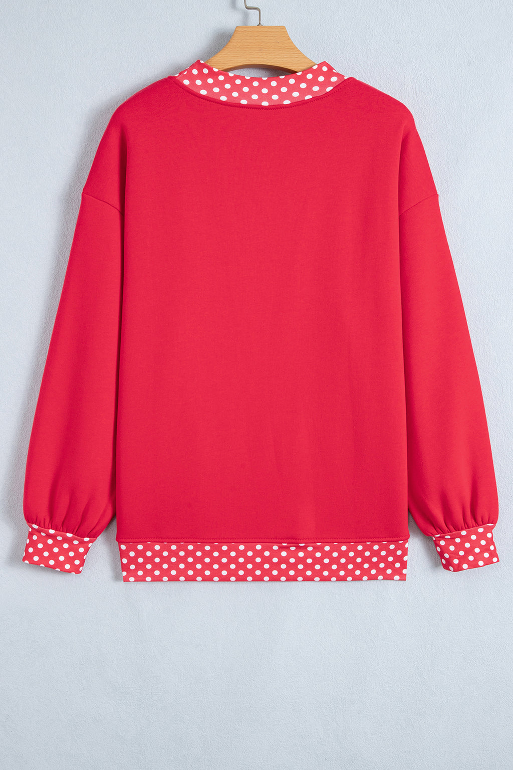 Polka-Dot Contrast-Trim Oversized Mock-Neck Sweatshirt