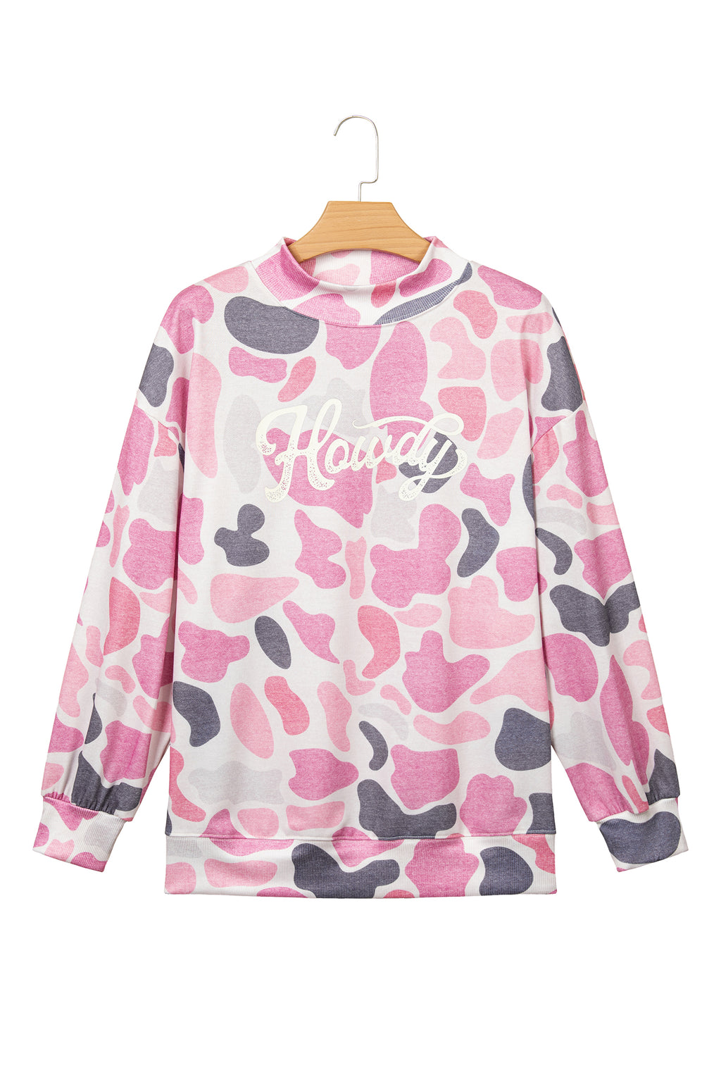 Camo HOWDY Mock-Neck Relaxed Tunic Sweatshirt