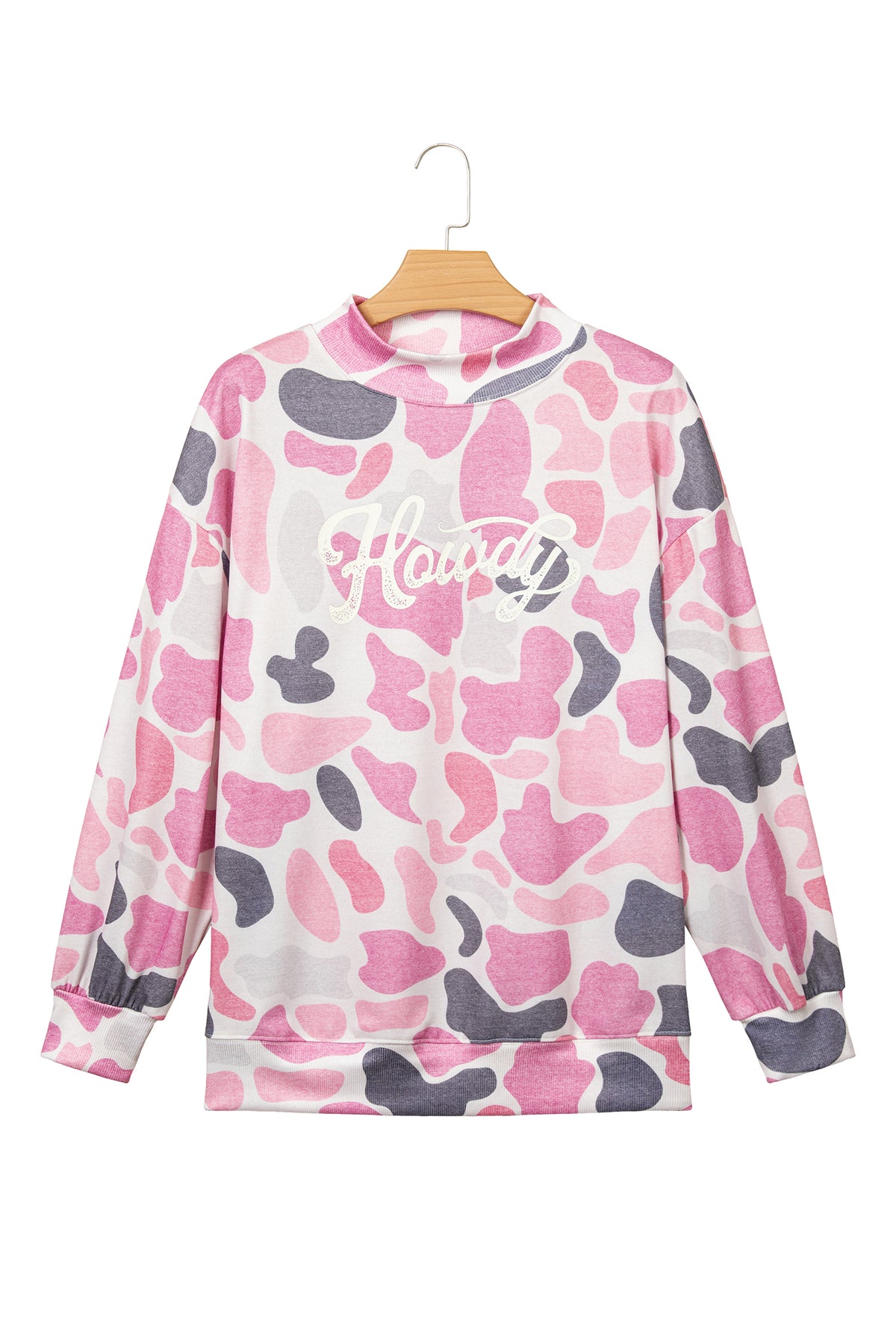 Camo HOWDY Mock-Neck Relaxed Tunic Sweatshirt