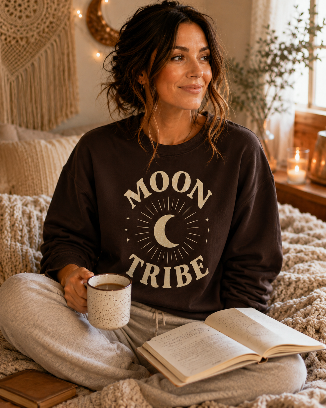 Moon Tribe Celestial Graphic Unisex Crewneck Sweatshirt