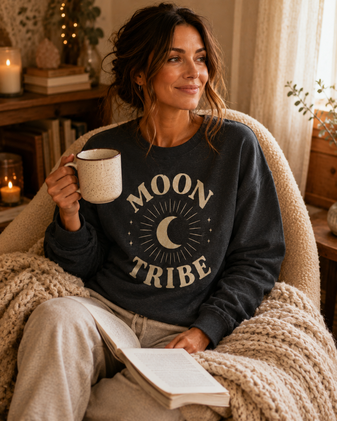Moon Tribe Celestial Graphic Unisex Crewneck Sweatshirt