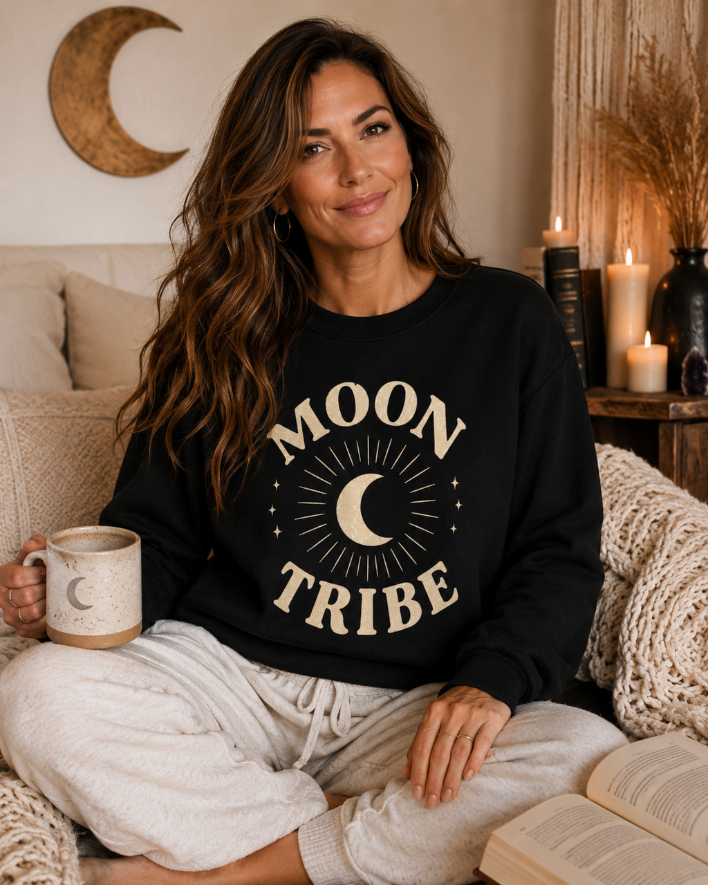 Moon Tribe Celestial Graphic Unisex Crewneck Sweatshirt