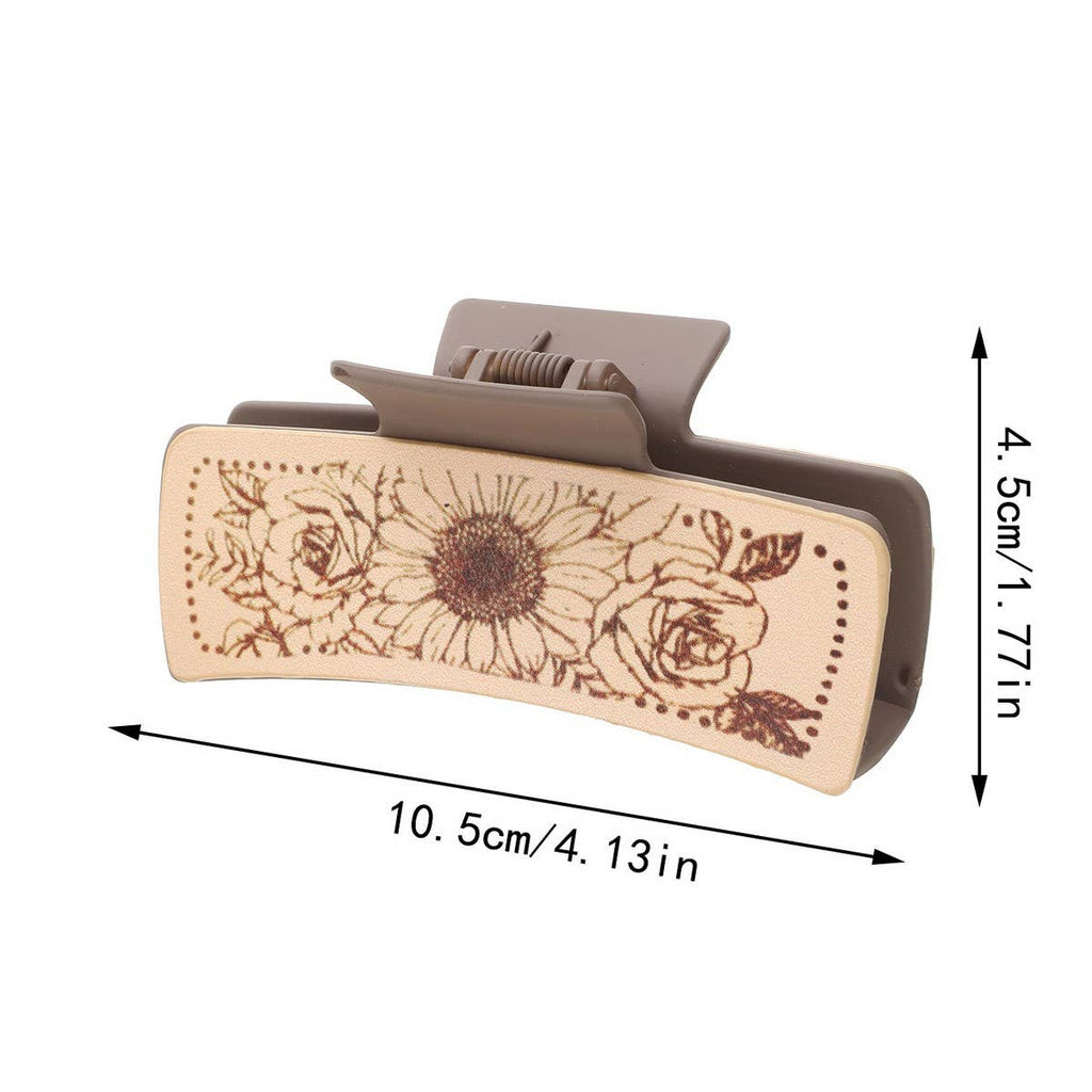 Cactus Print Faux Leather Hair Claw Clip — Western Style