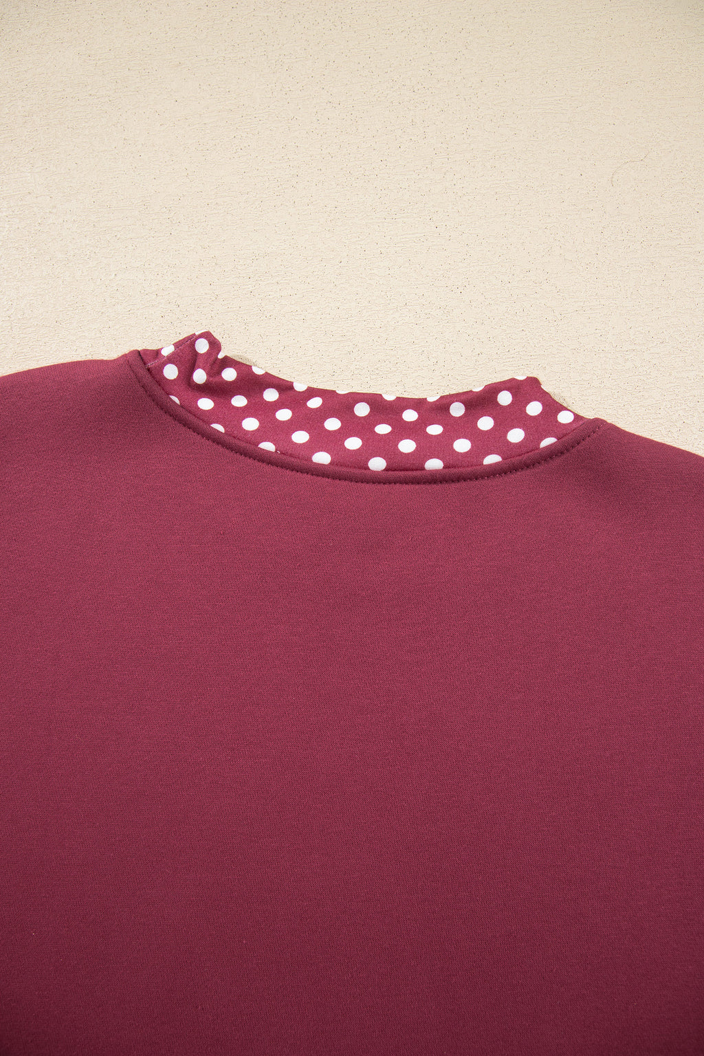 Polka-Dot Contrast-Trim Oversized Mock-Neck Sweatshirt