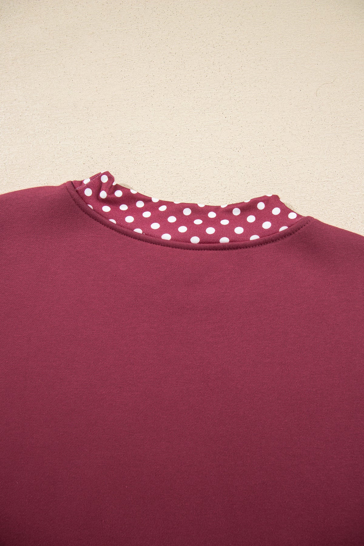 Polka-Dot Contrast-Trim Oversized Mock-Neck Sweatshirt
