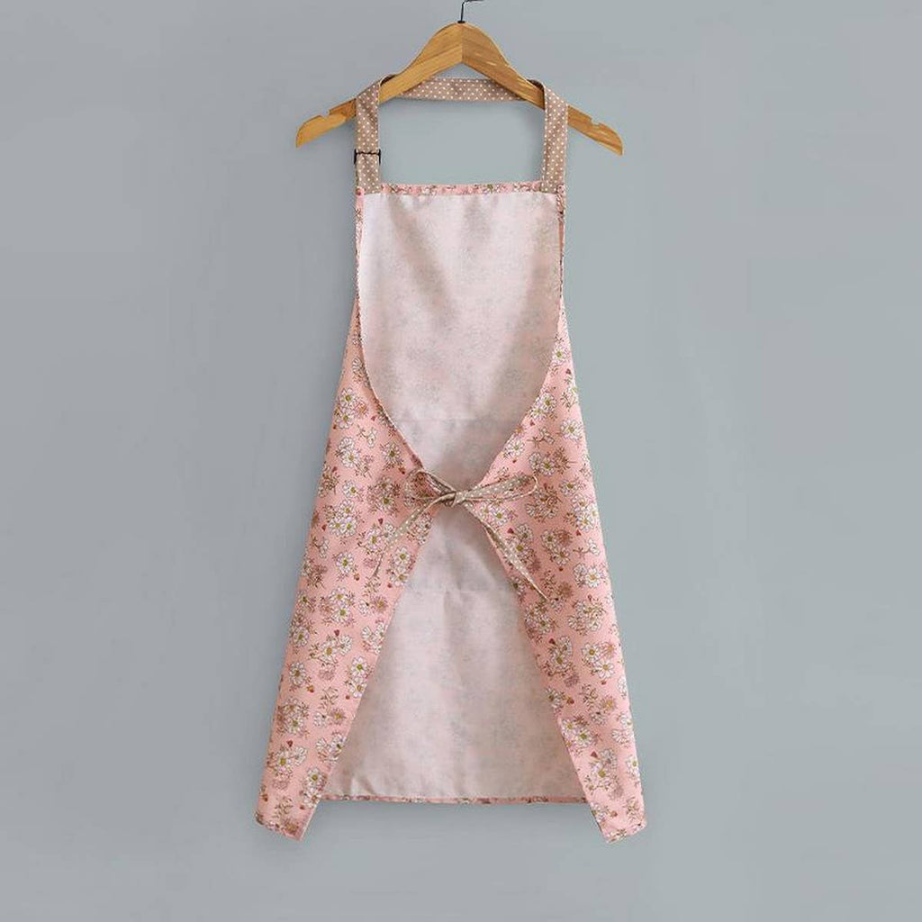 Floral Canvas Apron with Pockets — Waterproof & Oil-Proof
