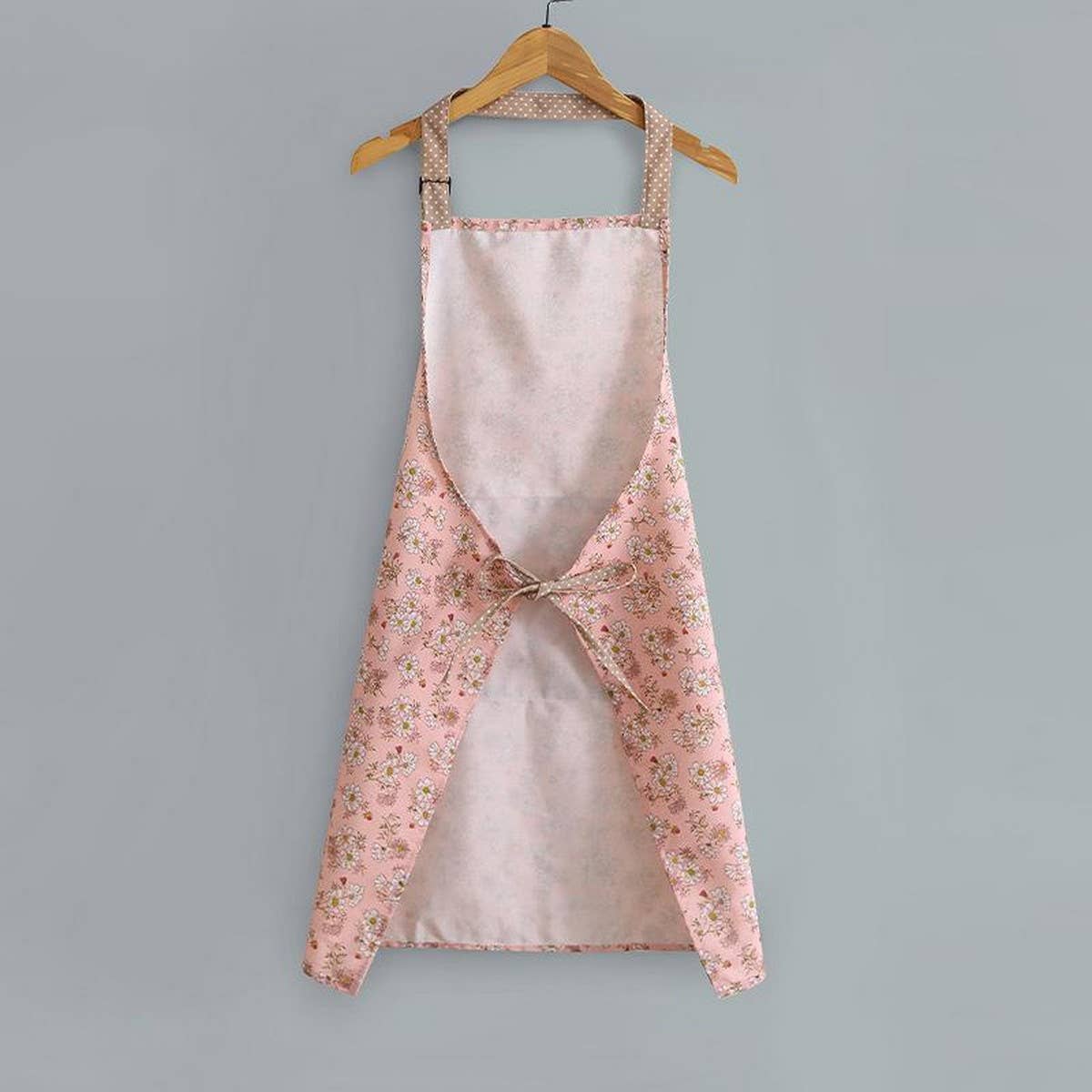 Floral Canvas Apron with Pockets — Waterproof & Oil-Proof