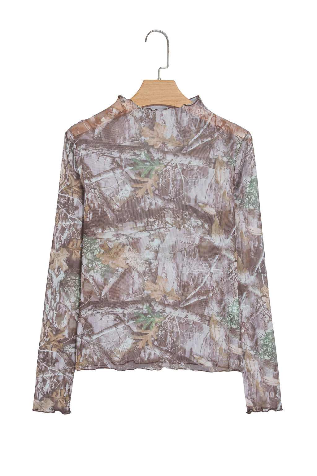 Leopard-Print Slim-Fit Mesh Mock-Neck Top