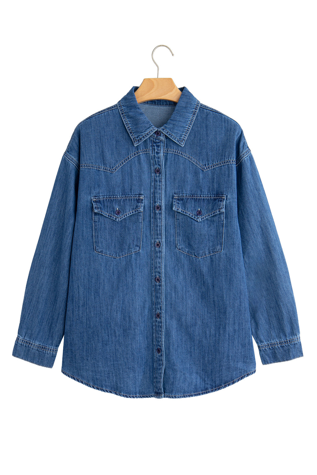 Sail Blue Western Pocket Denim Tunic Shirt