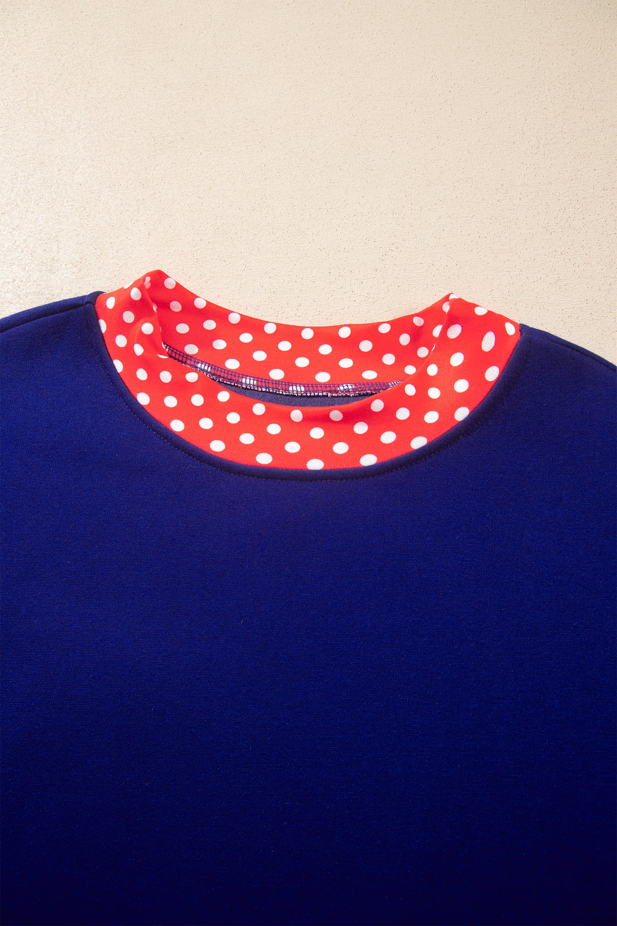 Polka-Dot Contrast-Trim Oversized Mock-Neck Sweatshirt