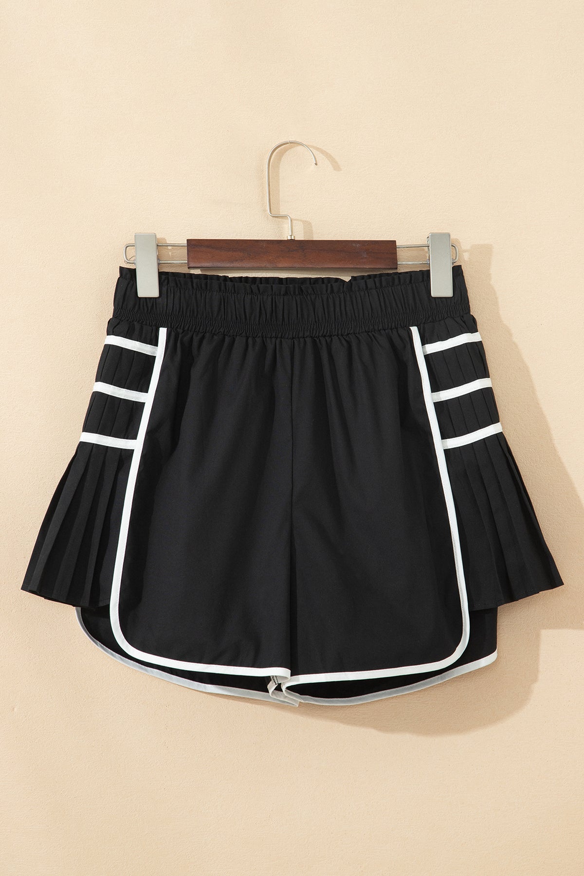 Bonbon Contrast Trim Pleated Casual Active Shorts