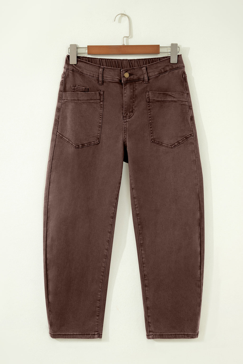 Mid-Rise Square-Pocket Ankle-Length Barrel Jeans