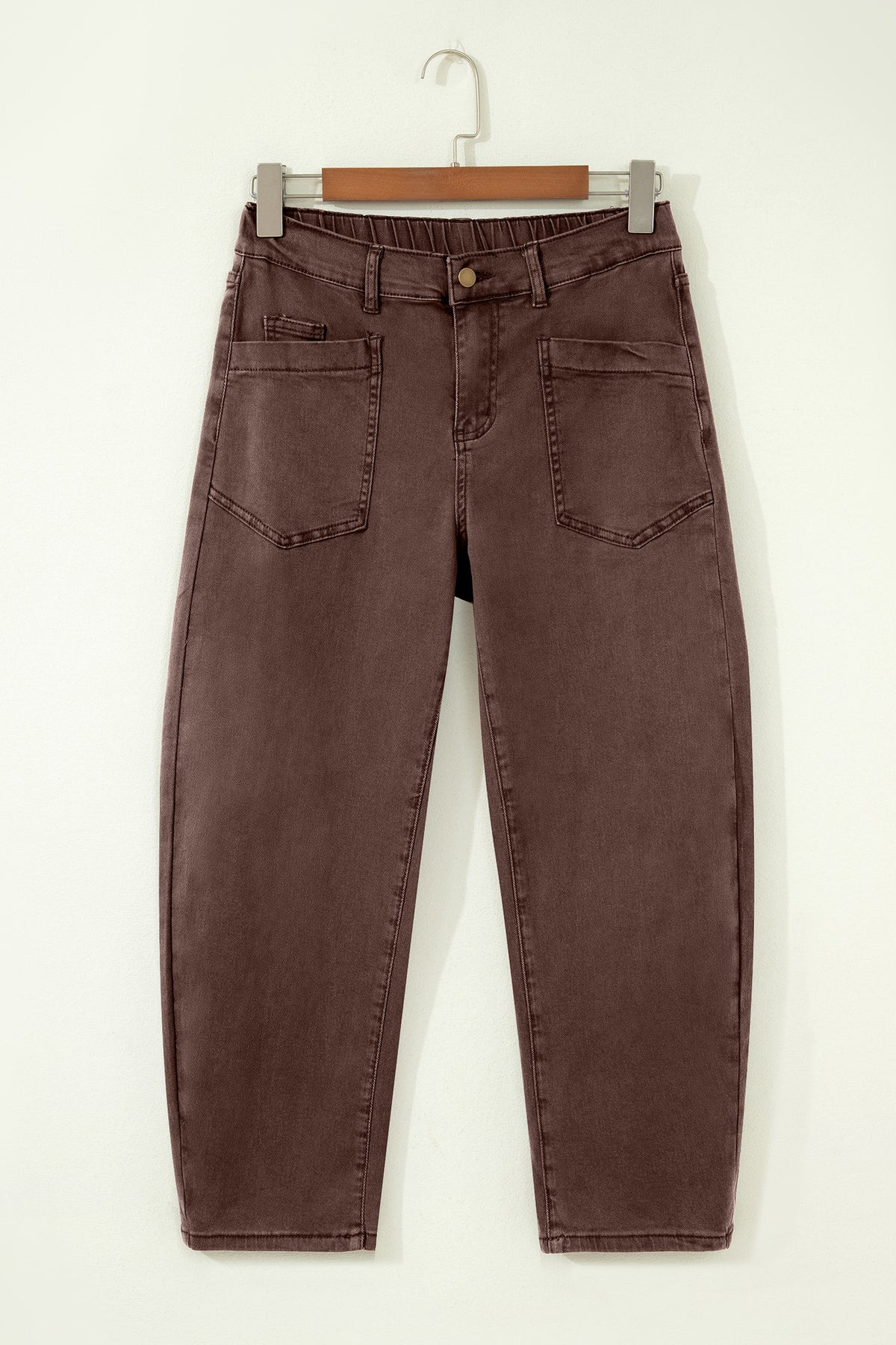 Mid-Rise Square-Pocket Ankle-Length Barrel Jeans