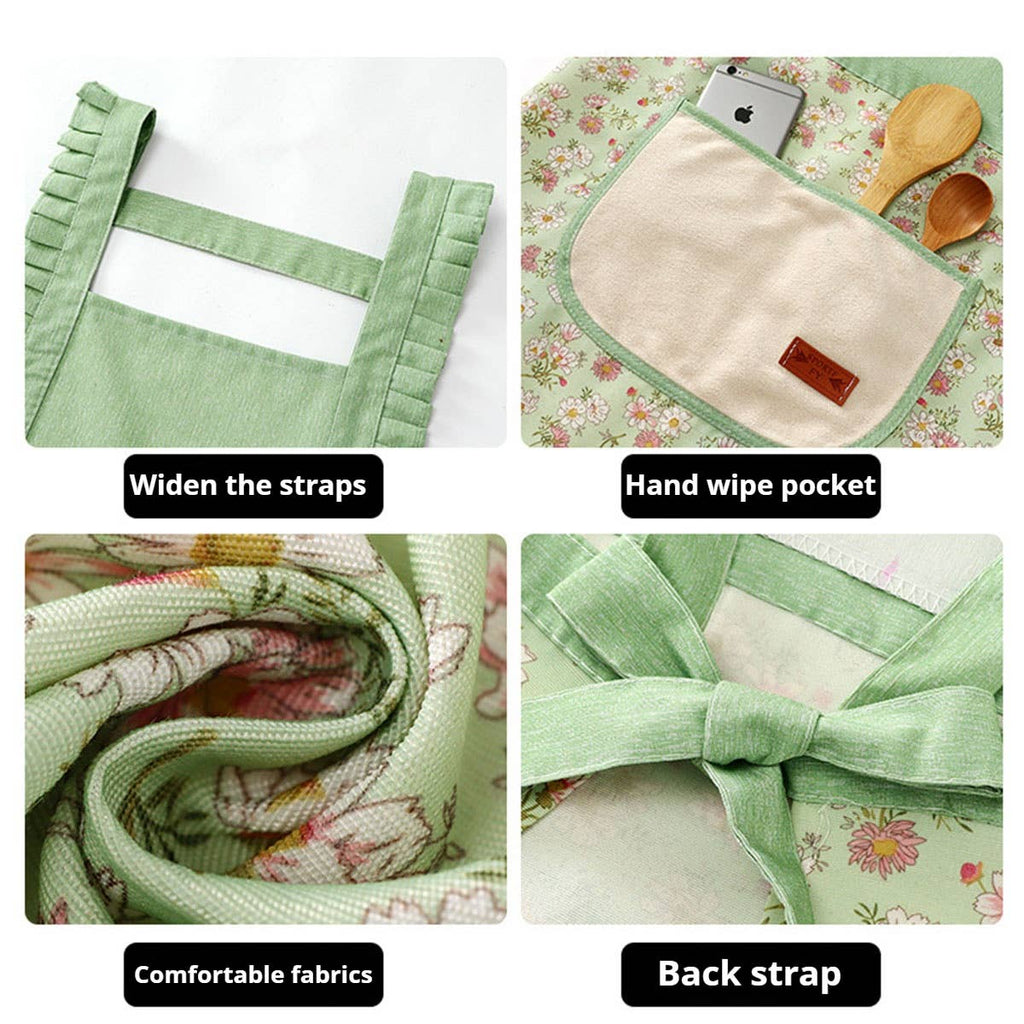 Floral Cotton Apron for Women with Adjustable Straps