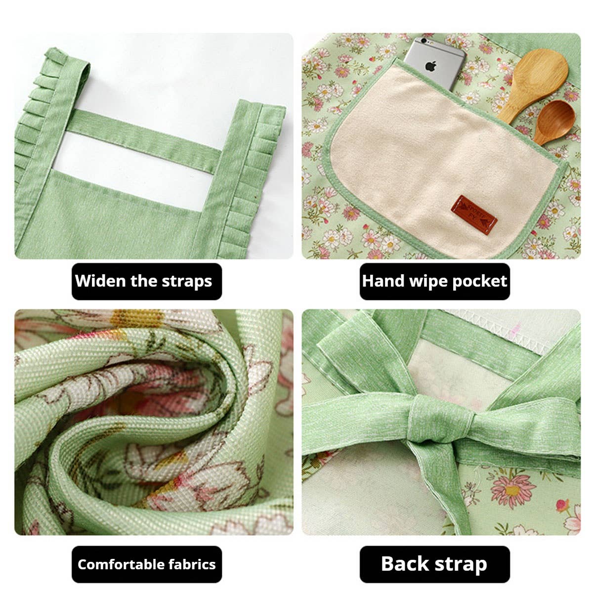 Floral Cotton Apron for Women with Adjustable Straps