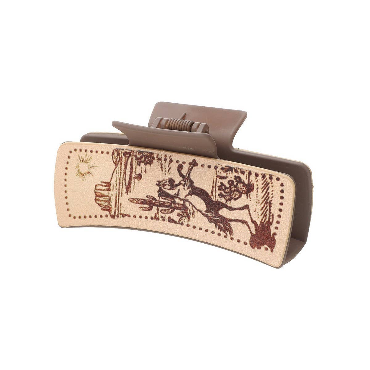 Cactus Print Faux Leather Hair Claw Clip — Western Style