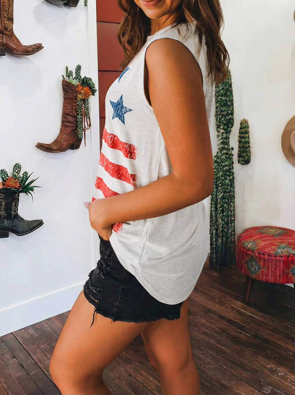 Vintage Stars & Stripes Patriotic Tank Top