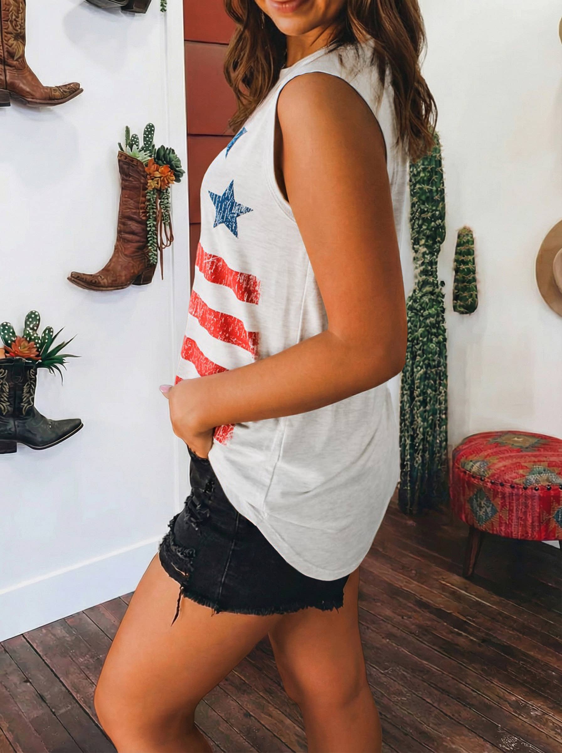 Vintage Stars & Stripes Patriotic Tank Top