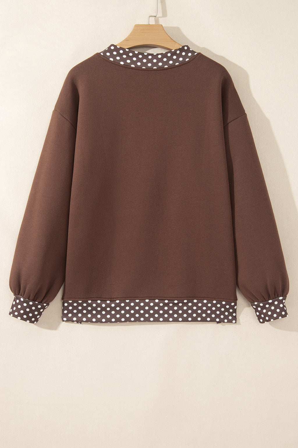 Polka-Dot Contrast-Trim Oversized Mock-Neck Sweatshirt