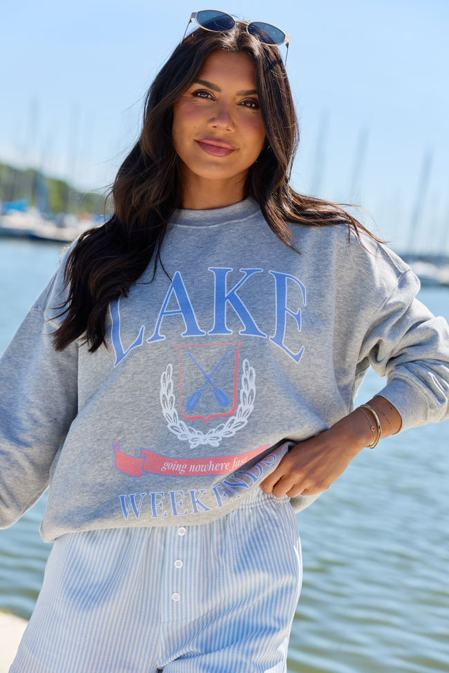Lake Weekends Light Grey Graphic Sweatshirt
