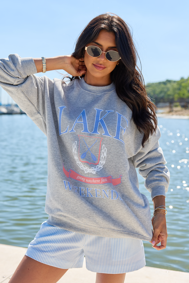 Lake Weekends Light Grey Graphic Sweatshirt