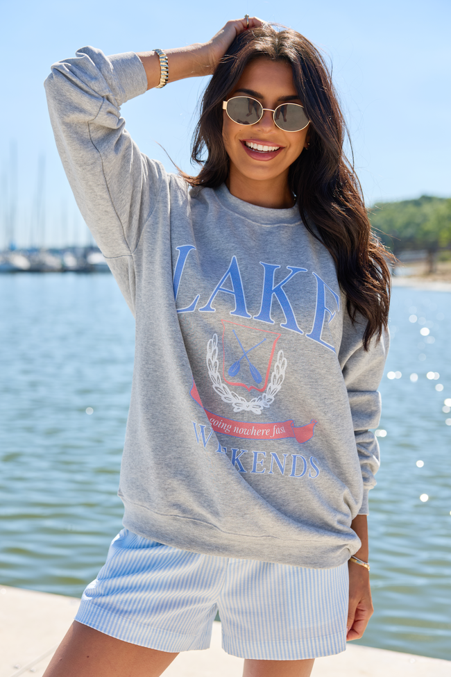 Lake Weekends Light Grey Graphic Sweatshirt