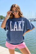 Lake Block Navy Oversized Graphic Tee