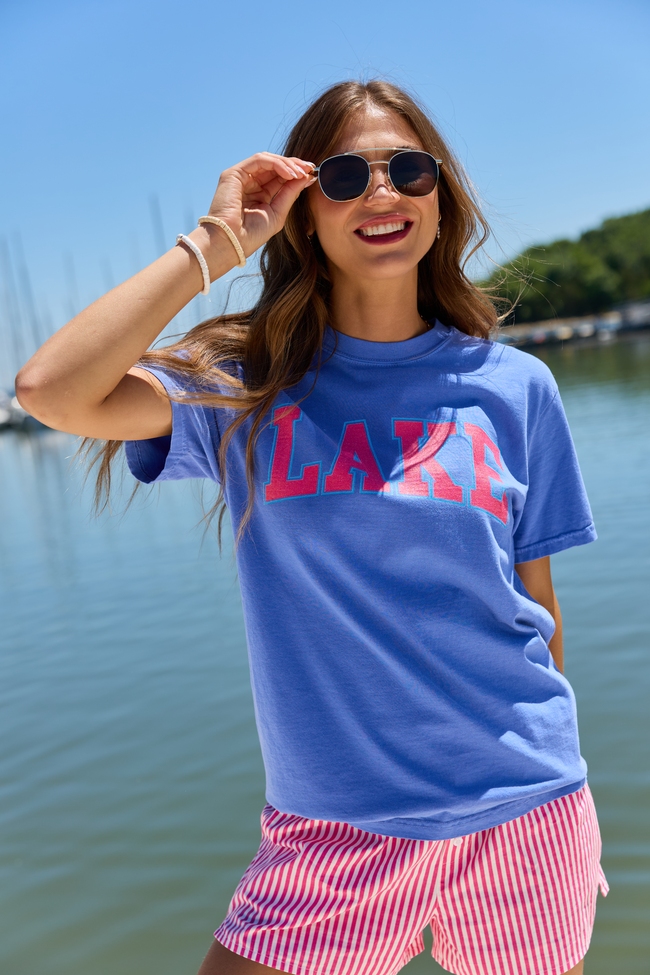 Lake Block Blue Comfort Colors Graphic Tee