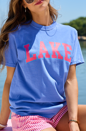 Lake Block Blue Comfort Colors Graphic Tee