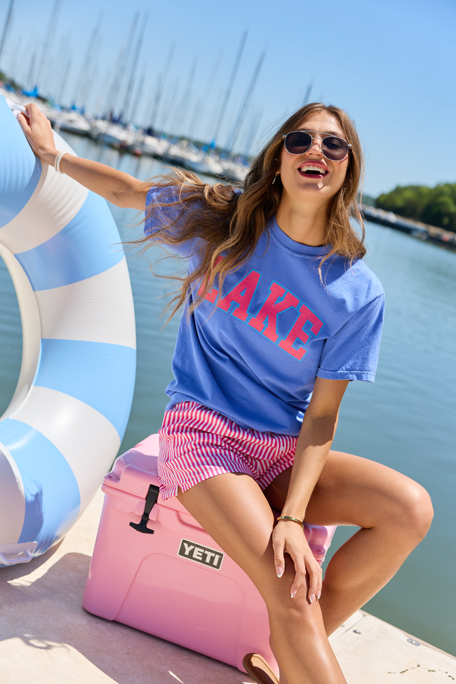 Lake Block Blue Comfort Colors Graphic Tee