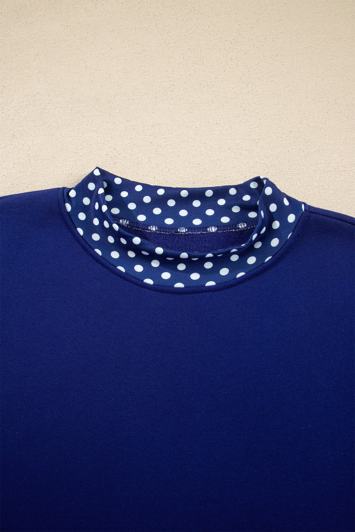 Polka-Dot Contrast-Trim Oversized Mock-Neck Sweatshirt